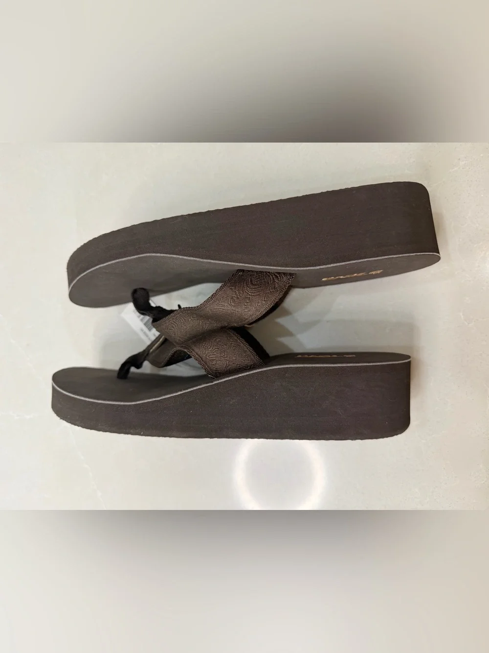 Teva Mandalyn Wedge Sandals 8 Motif Turkish Coffee Brown Platform Flip Flops